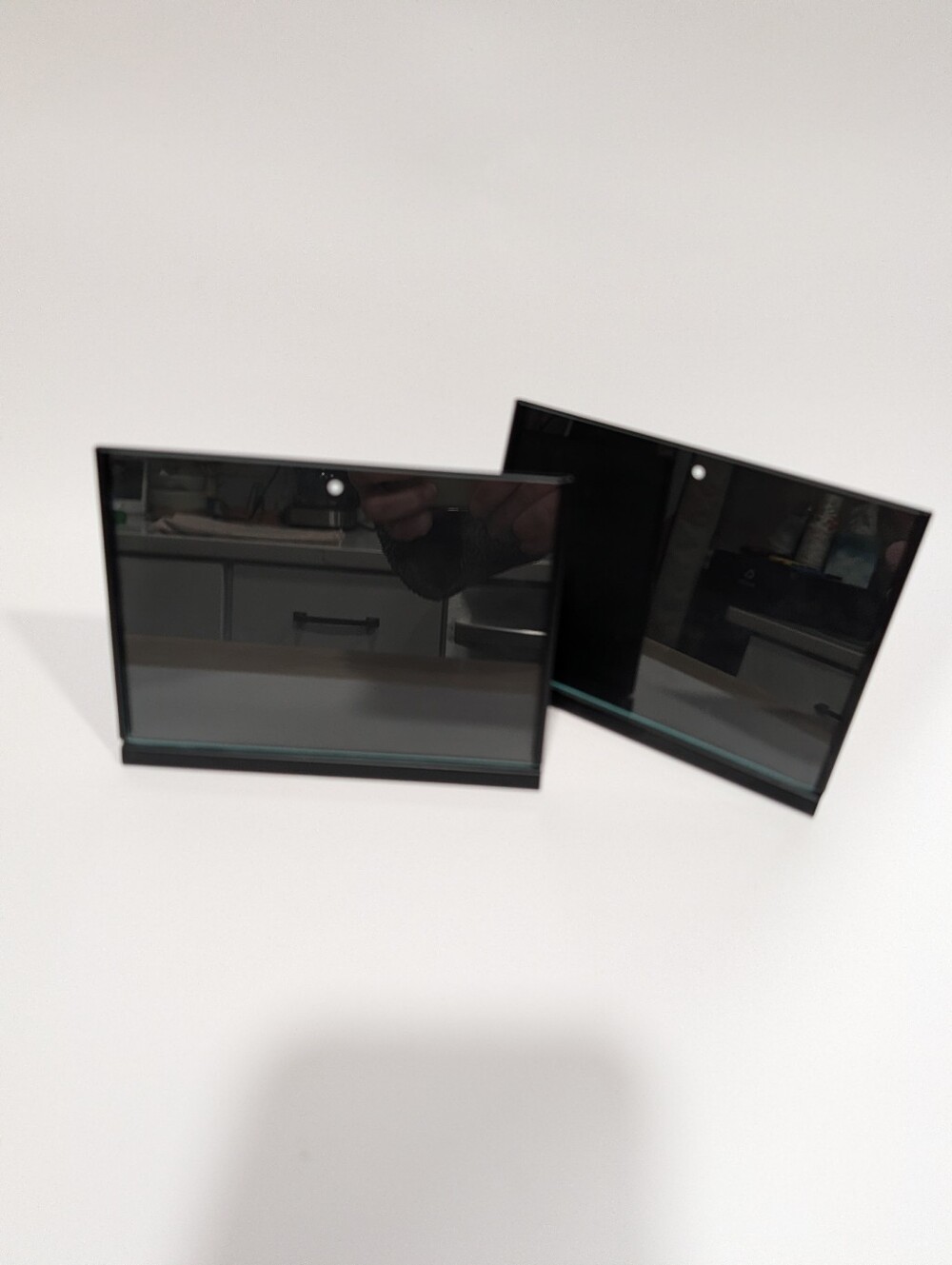 Pair of Black 3"x5" Glass Display Frames.